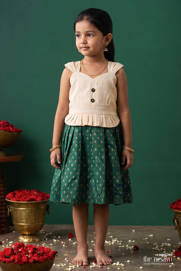 Traditional Frock for Girls in Green for Celebrations and Photos