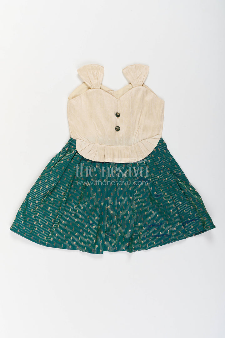 Traditional Frock for Girls in Green for Celebrations and Photos