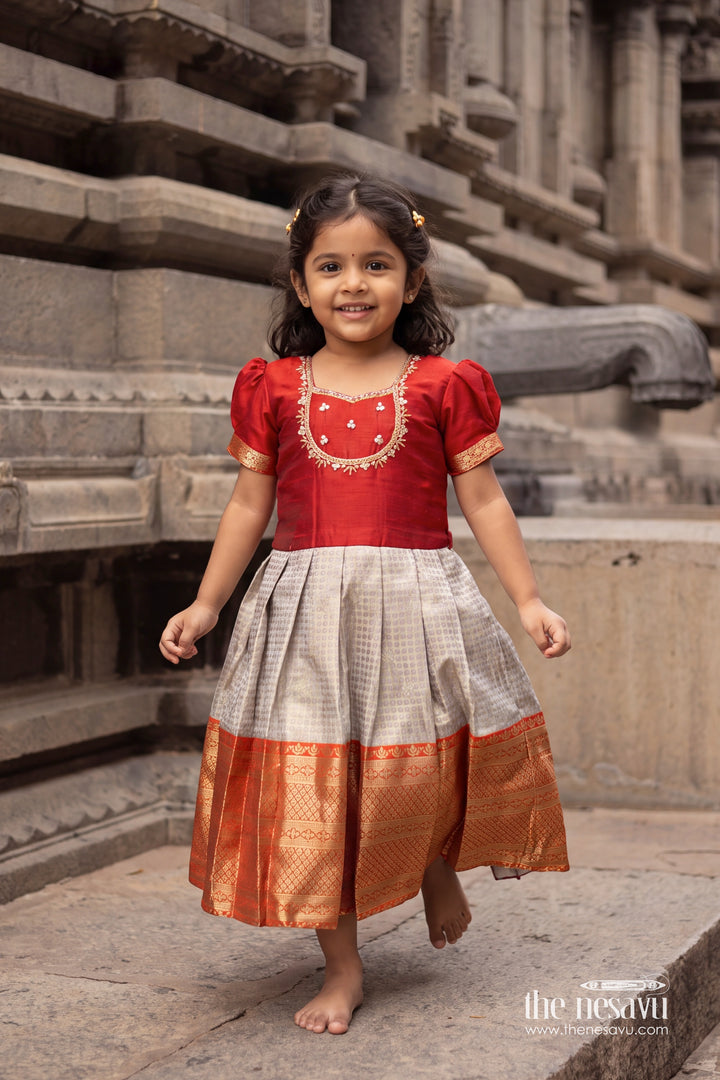 Party Wear Silk Frock with Statement Border for Festive Occasions