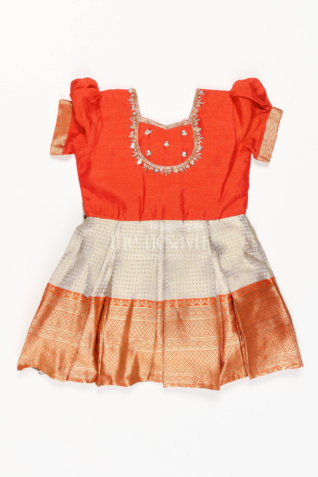 Party Wear Silk Frock with Statement Border for Festive Occasions