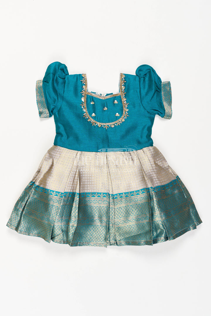 Ethnic Party Frock for Girls in Blue for Celebrations and Photos