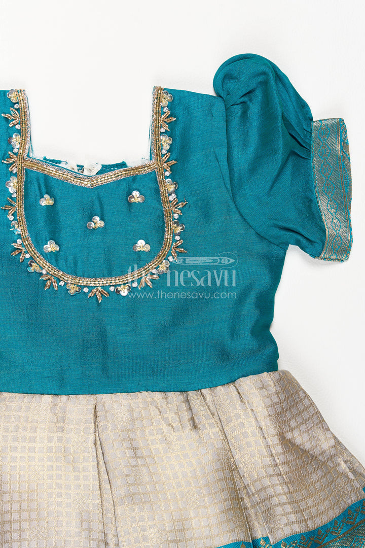 Ethnic Party Frock for Girls in Blue for Celebrations and Photos