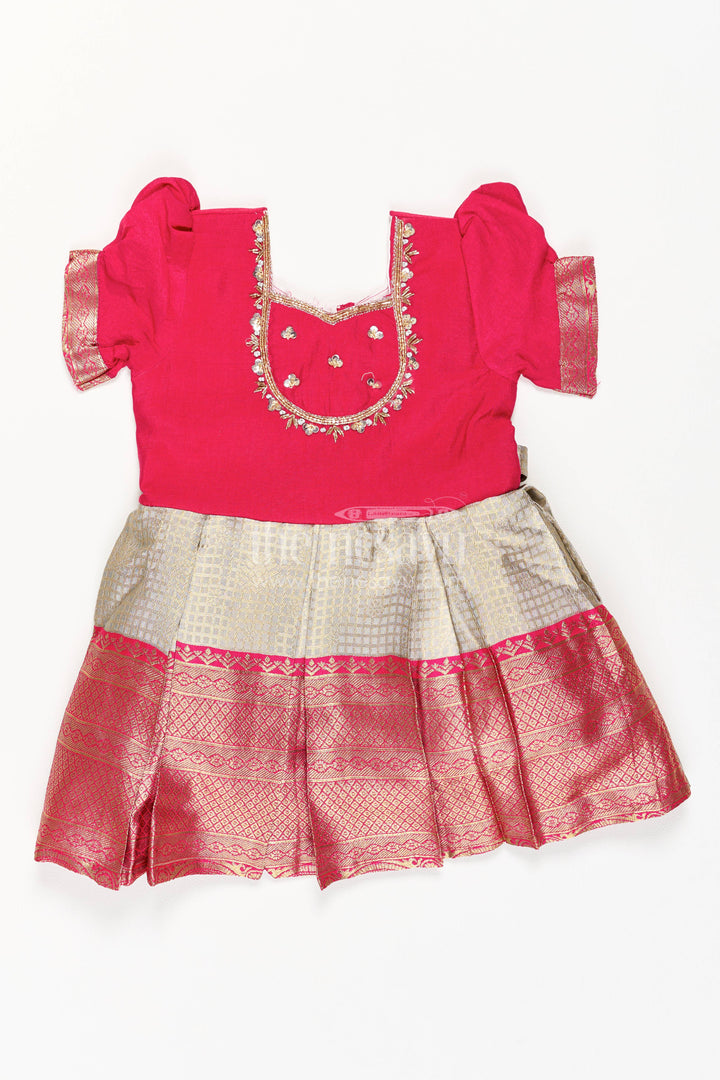 Girls Silk Party Frock in Red for Portrait Days