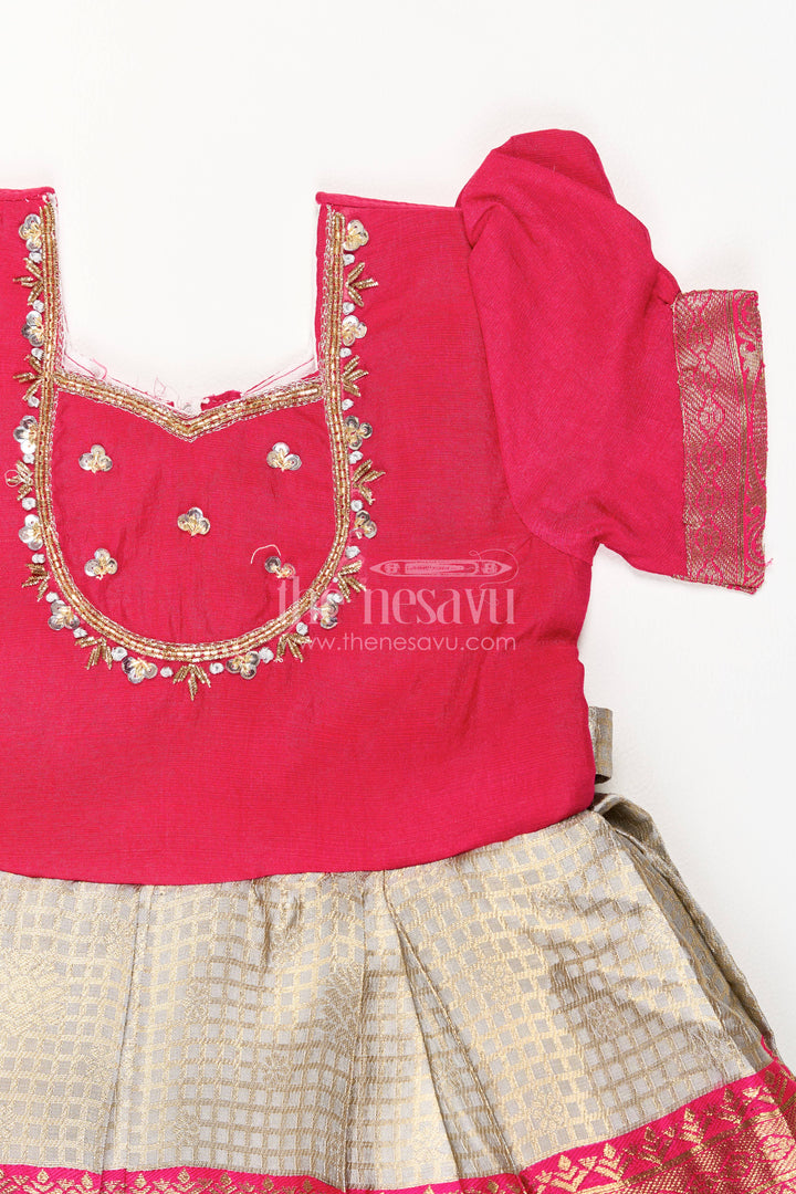 Girls Silk Party Frock in Red for Portrait Days
