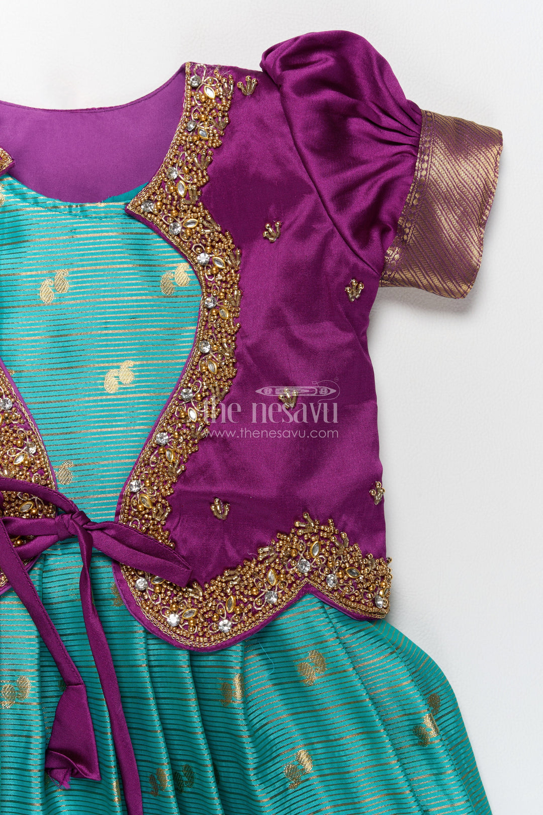Girls Silk Party Frock in Blue for Portrait Days