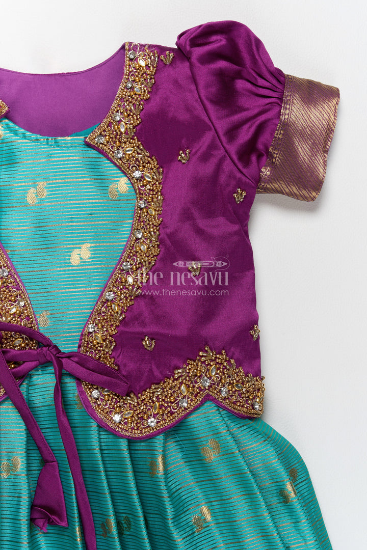 Girls Silk Party Frock in Blue for Portrait Days