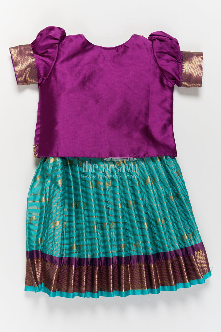 Girls Silk Party Frock in Blue for Portrait Days