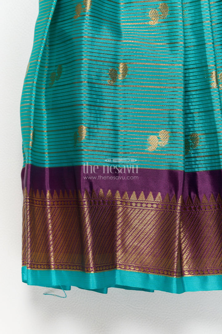 Girls Silk Party Frock in Blue for Portrait Days