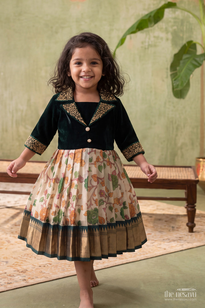 Ethnic Party Frock for Girls in Blue for Celebration Styling