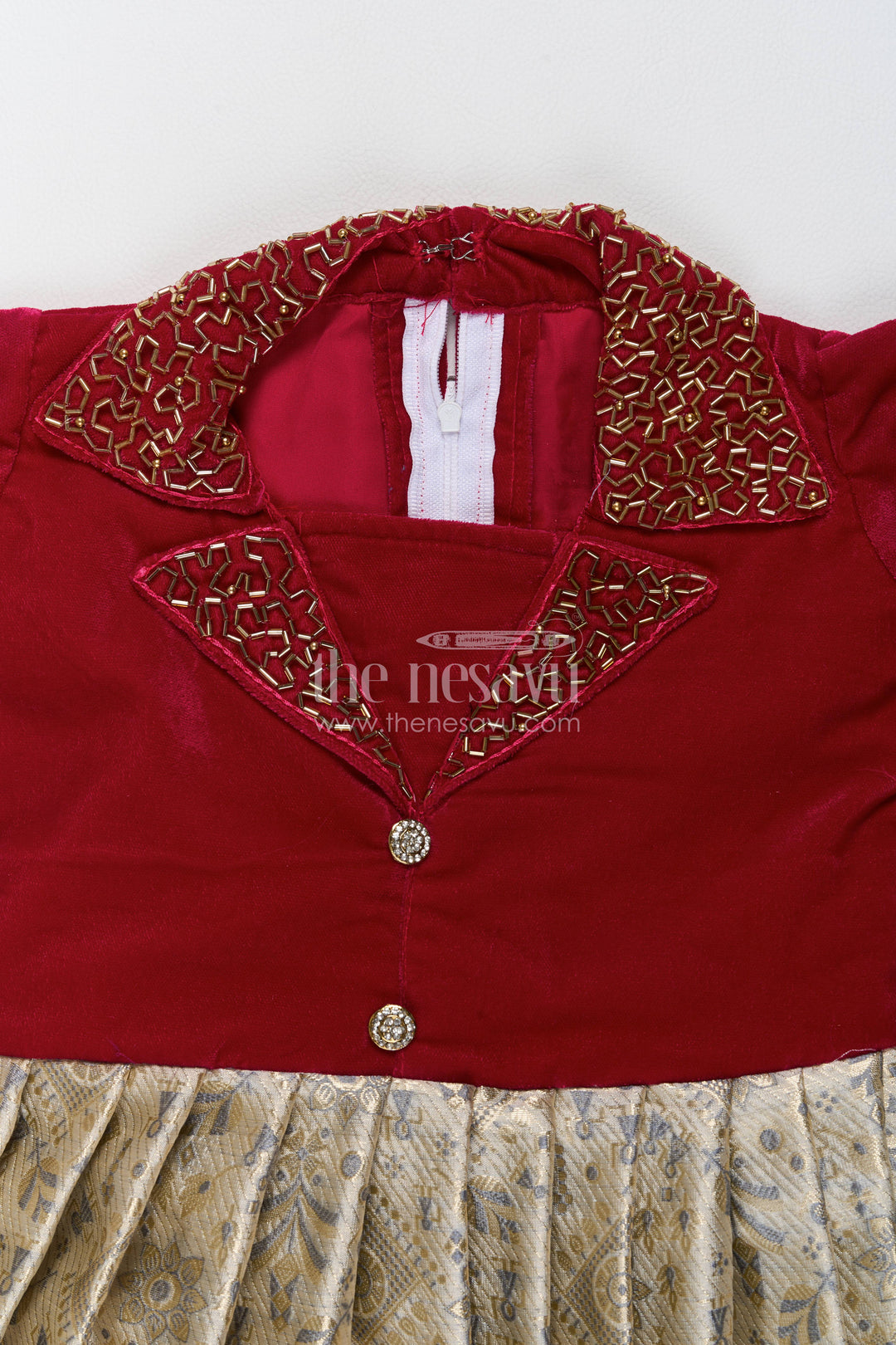 Party Wear Silk Frock in Maroon for Family Celebrations