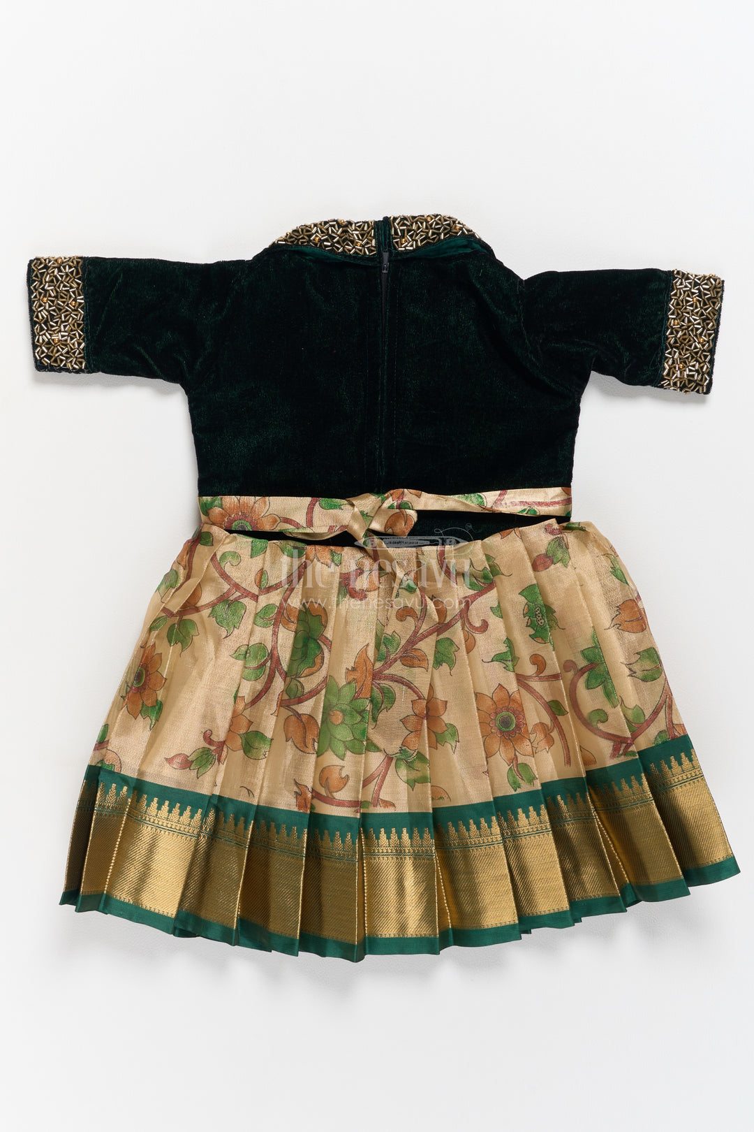 Ethnic Party Frock for Girls in Green for Celebrations and Photos