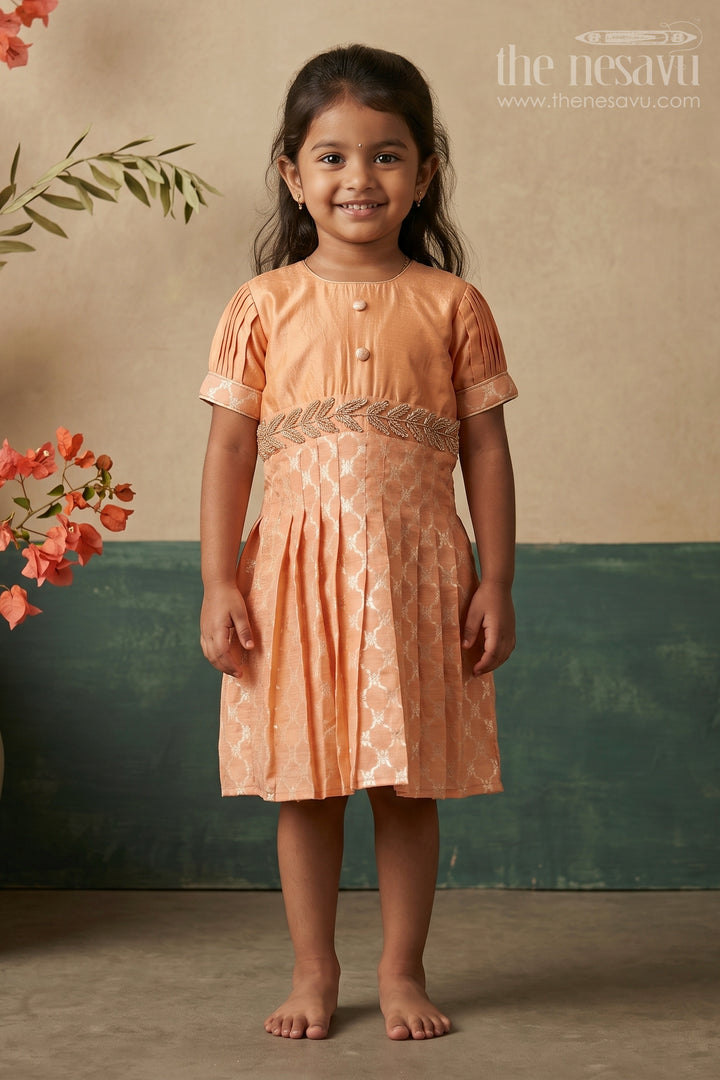 Salmon Traditional Silk Frock with Stone & Beads Embellishmentfestive Elegance Collection