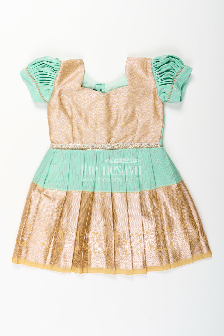 Baby girl kanchipuram silk frock for weddings and festive celebrations