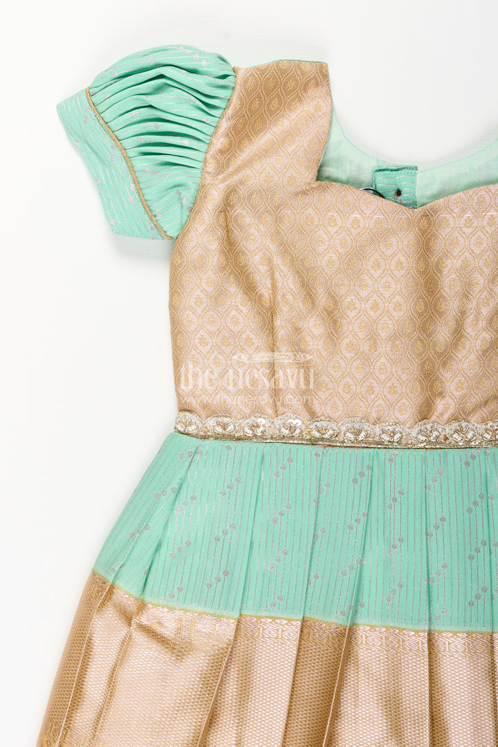 Baby girl kanchipuram silk frock for weddings and festive celebrations