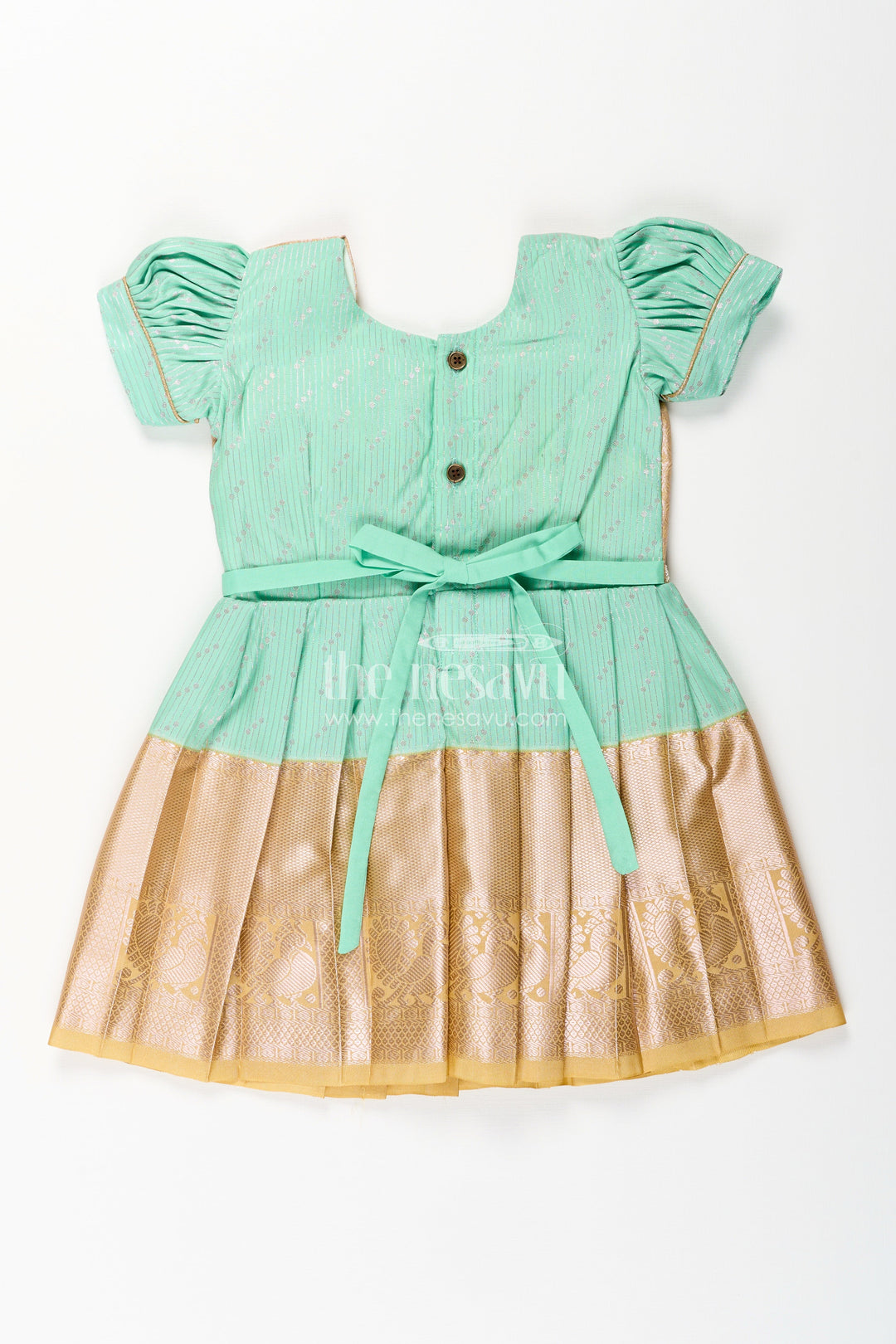 Baby girl kanchipuram silk frock for weddings and festive celebrations