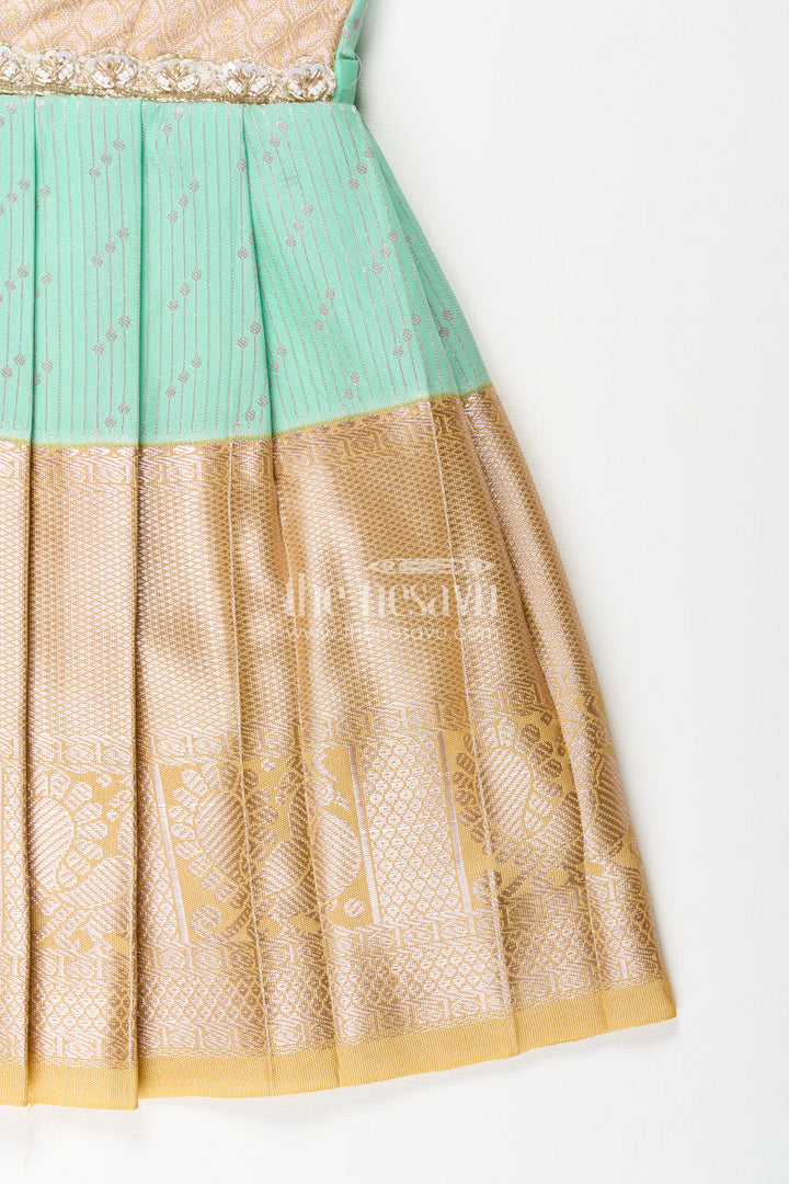 Baby girl kanchipuram silk frock for weddings and festive celebrations