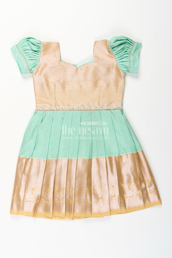 Baby girl kanchipuram silk frock for weddings and festive celebrations