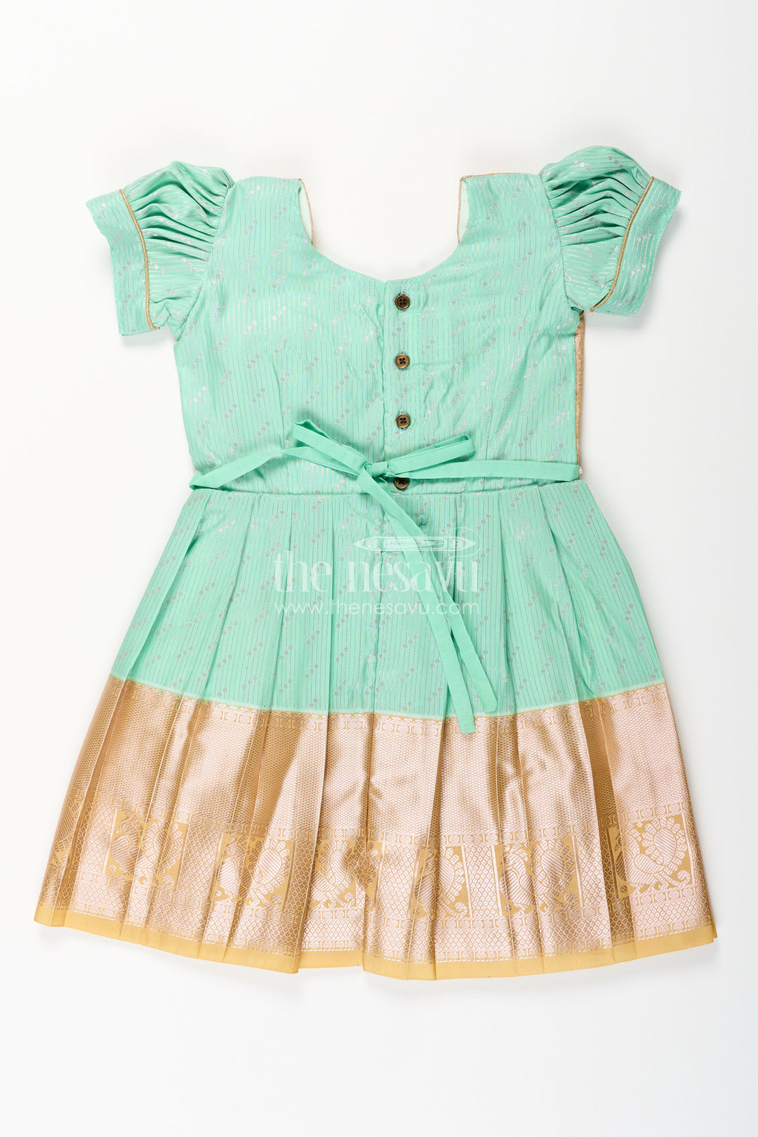 Baby girl kanchipuram silk frock for weddings and festive celebrations