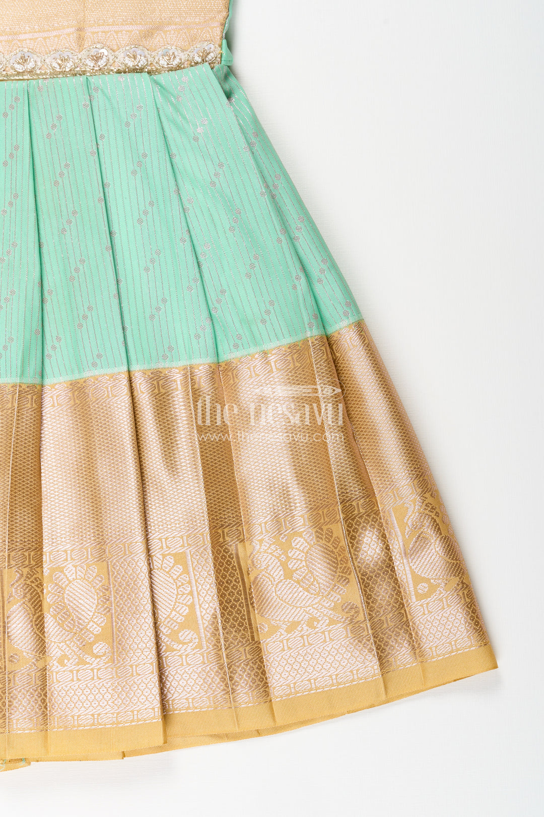 Baby girl kanchipuram silk frock for weddings and festive celebrations