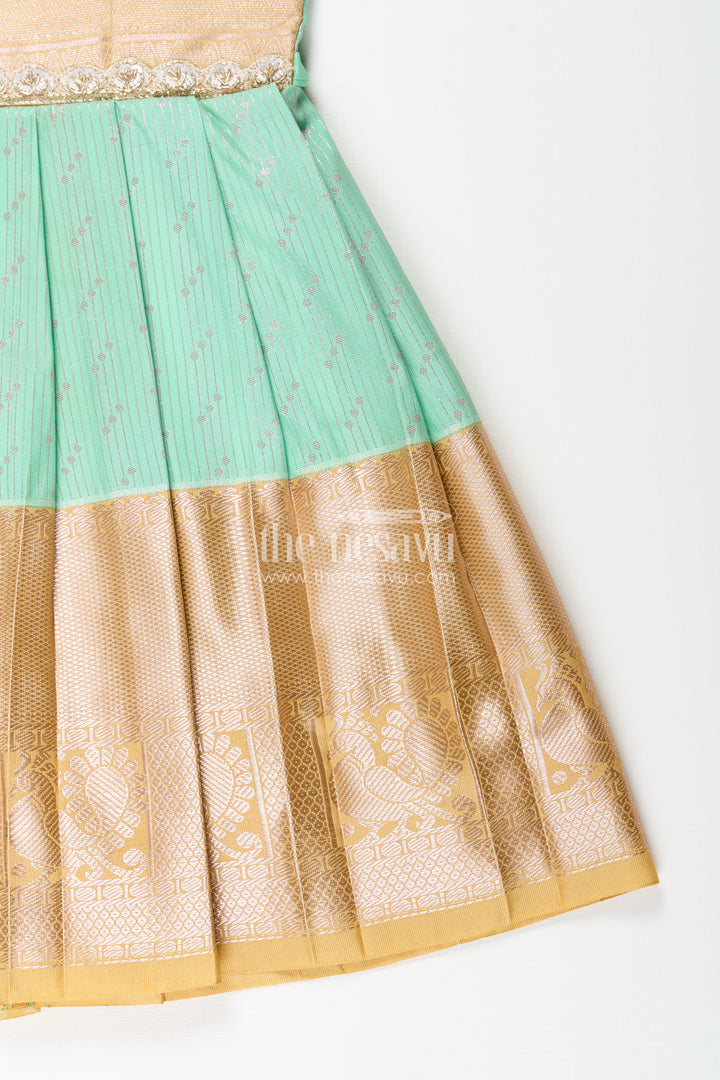 Baby girl kanchipuram silk frock for weddings and festive celebrations