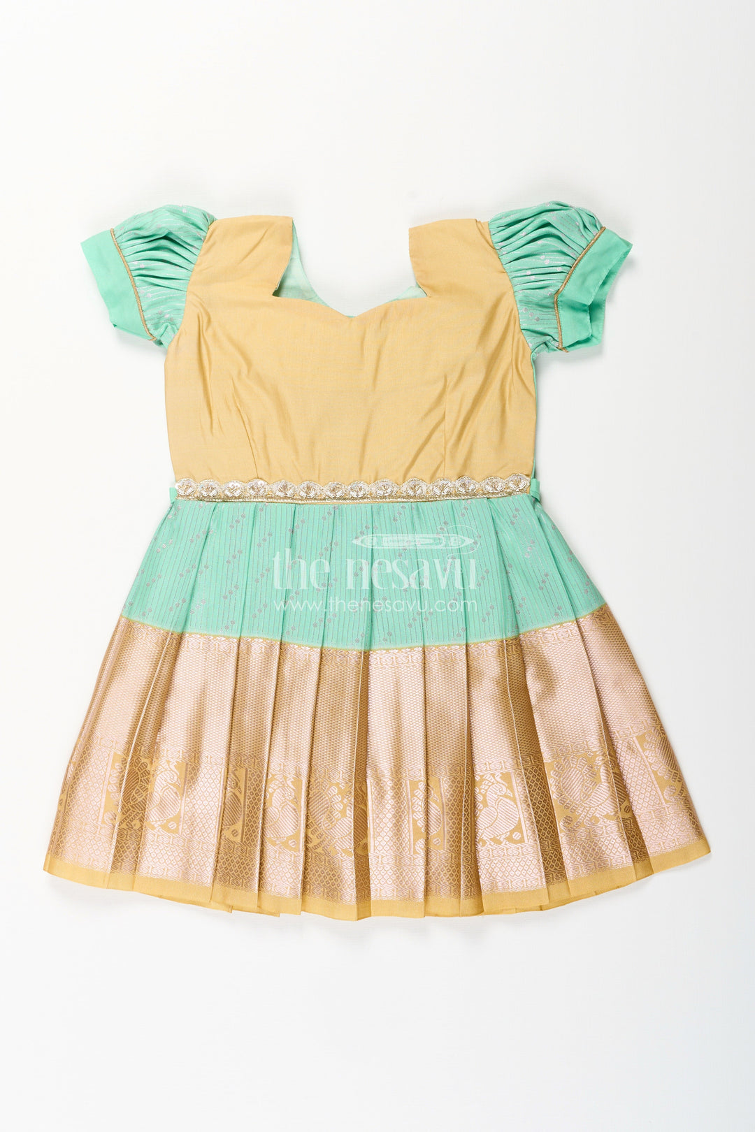 Baby girl kanchipuram silk frock for weddings and festive celebrations