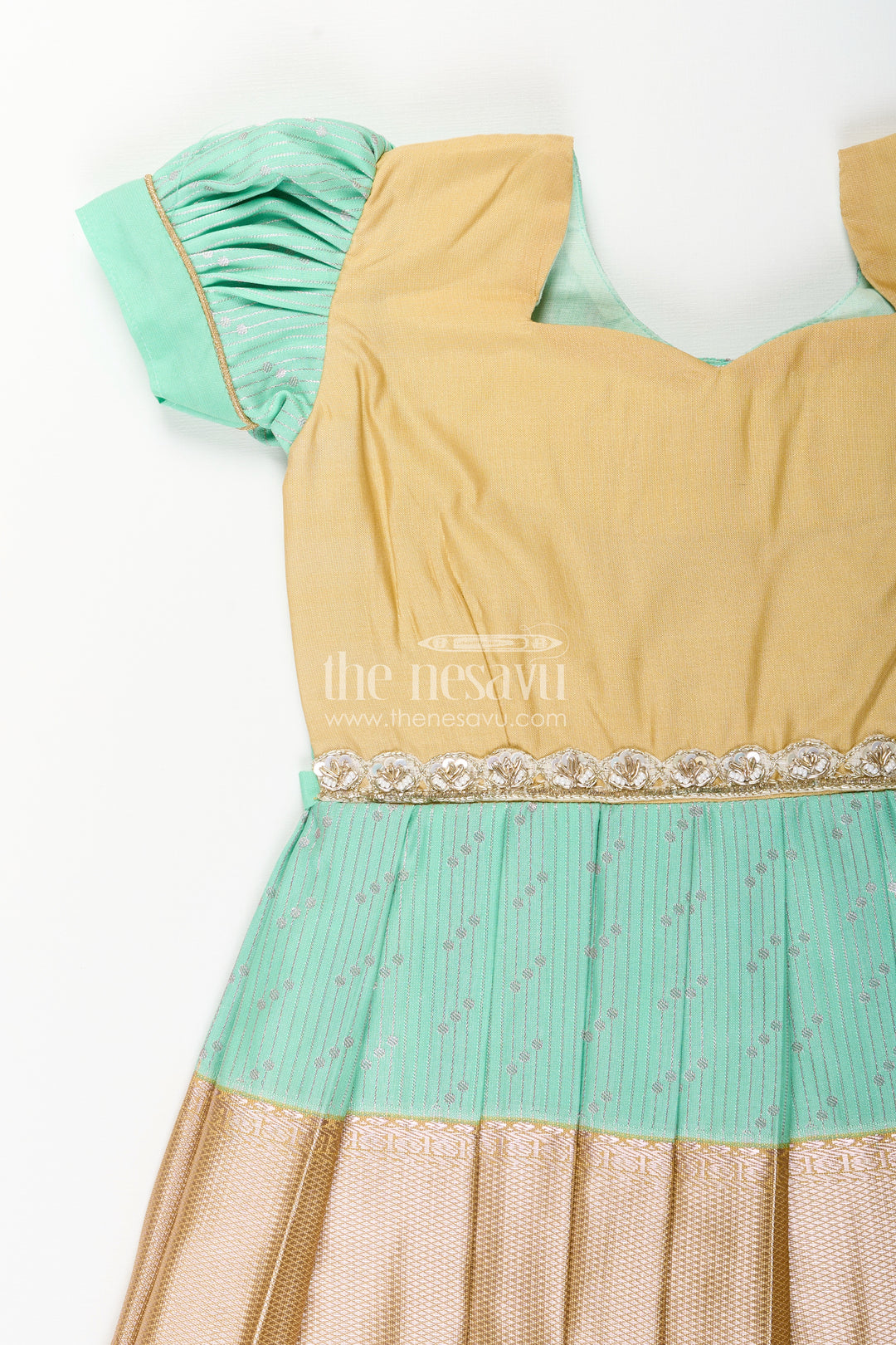 Baby girl kanchipuram silk frock for weddings and festive celebrations
