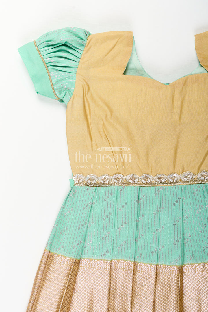Baby girl kanchipuram silk frock for weddings and festive celebrations