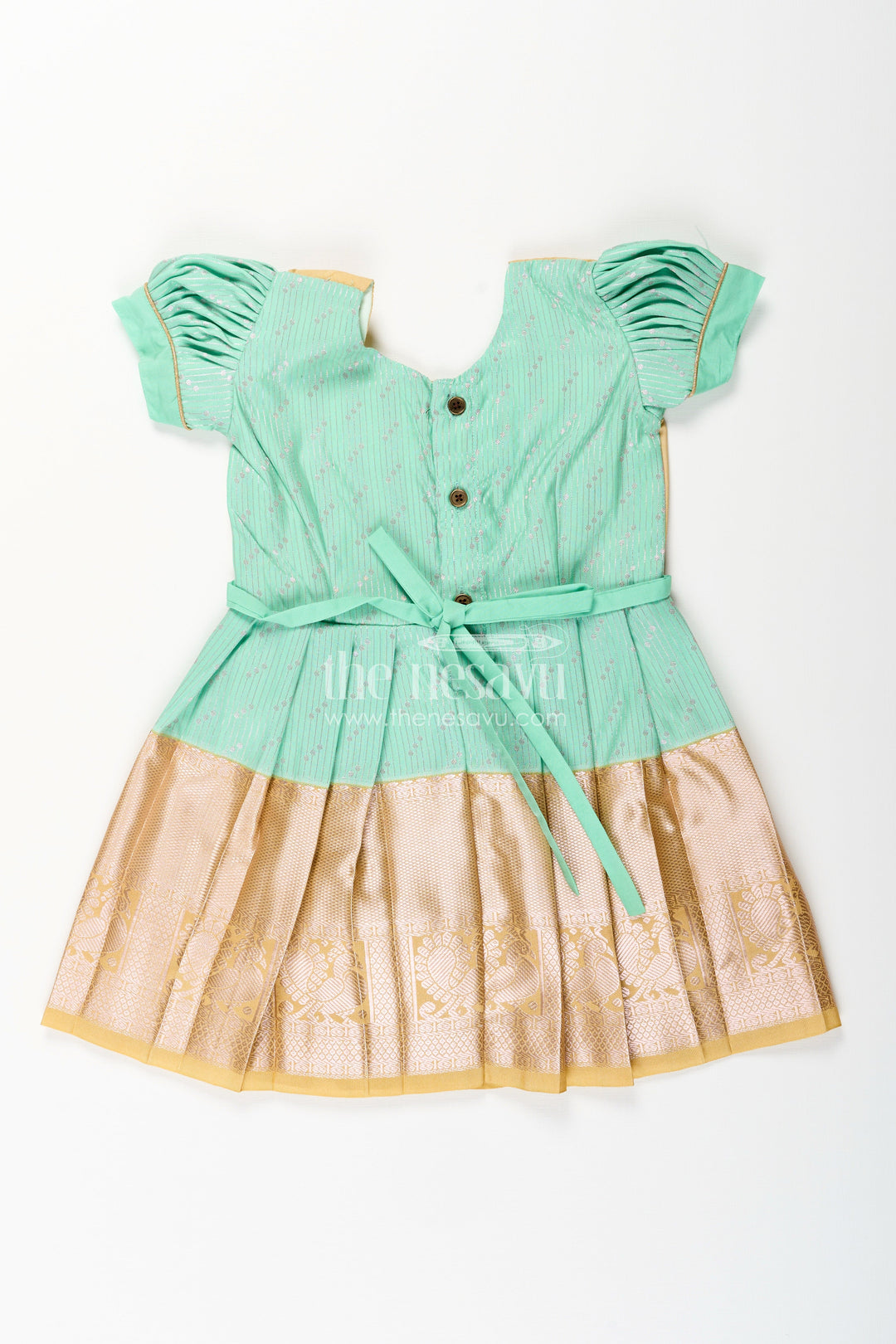 Baby girl kanchipuram silk frock for weddings and festive celebrations