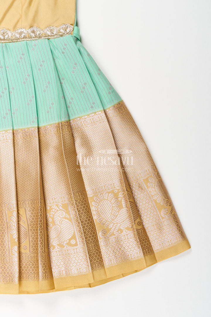 Baby girl kanchipuram silk frock for weddings and festive celebrations