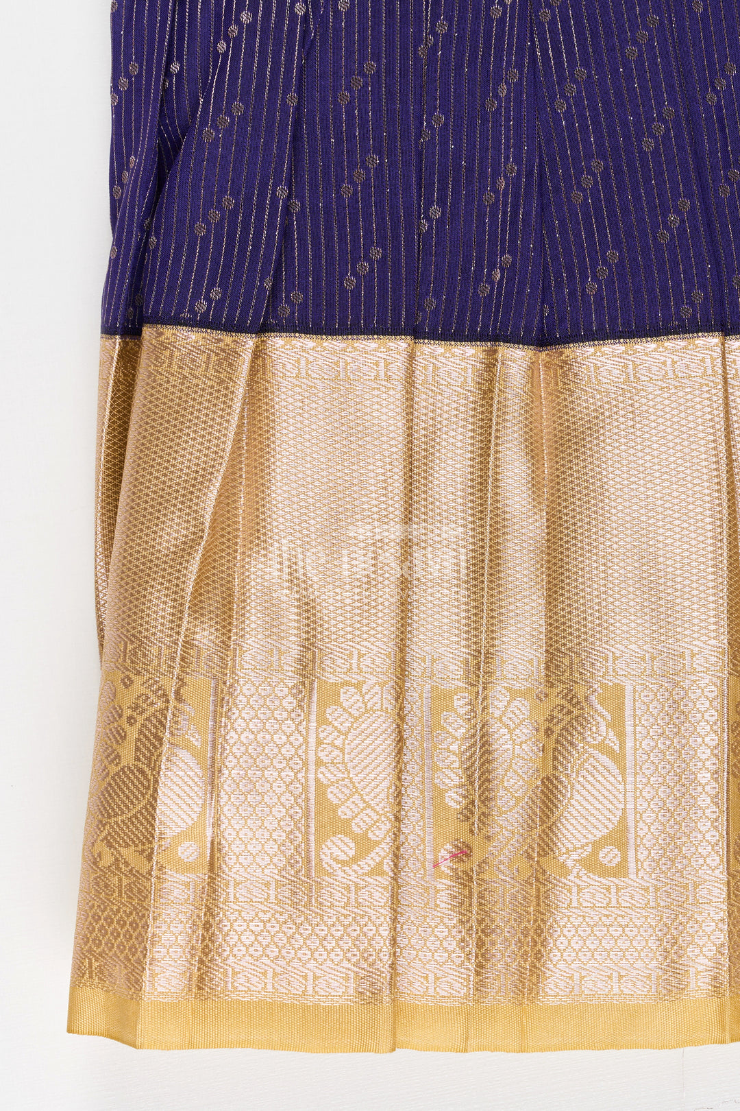 Girls Blue Dress Silk in Kanchivaram Style with Thread Embroidery and Embellished Dupatta
