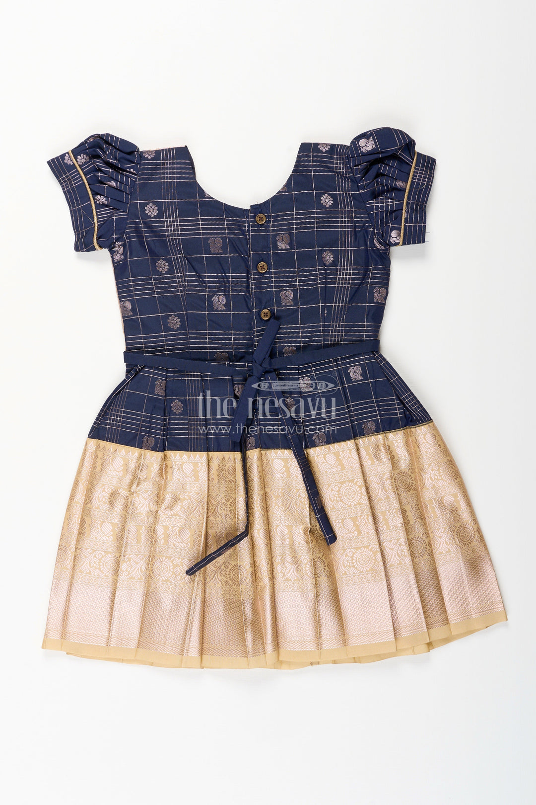 Baby girl kanchipuram silk frock for weddings and festive parties