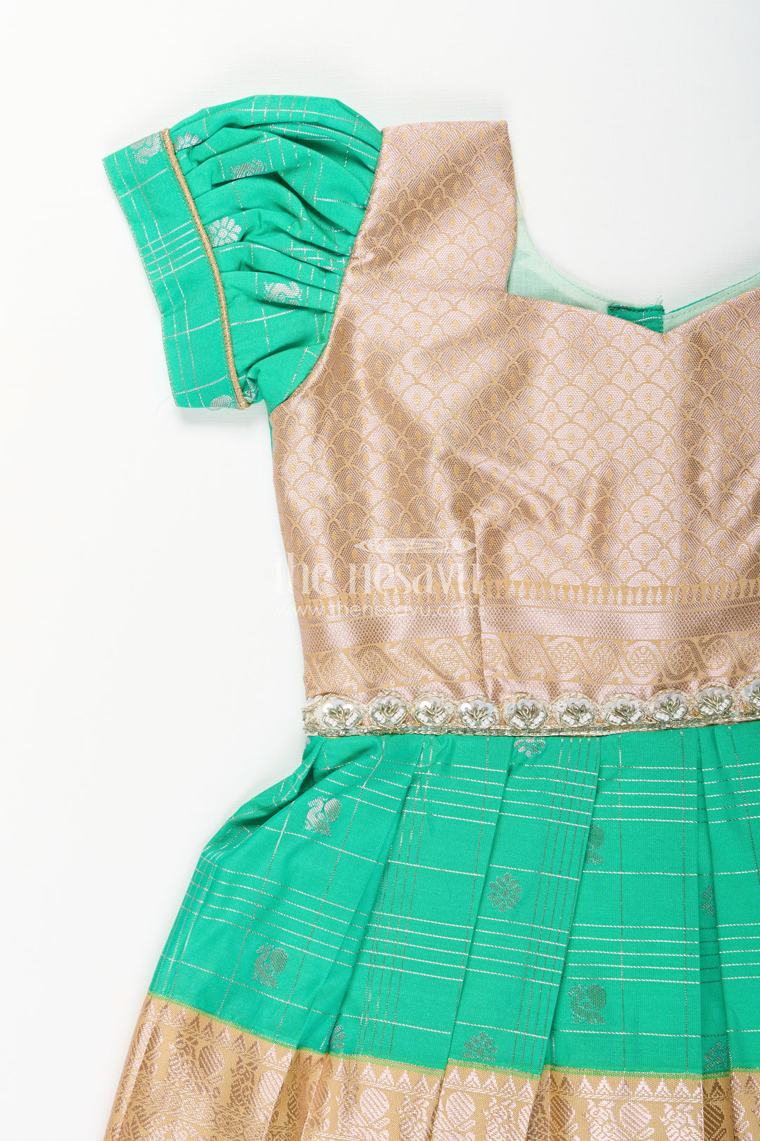 Baby girl kanchipuram silk frock for festive and traditional celebrations