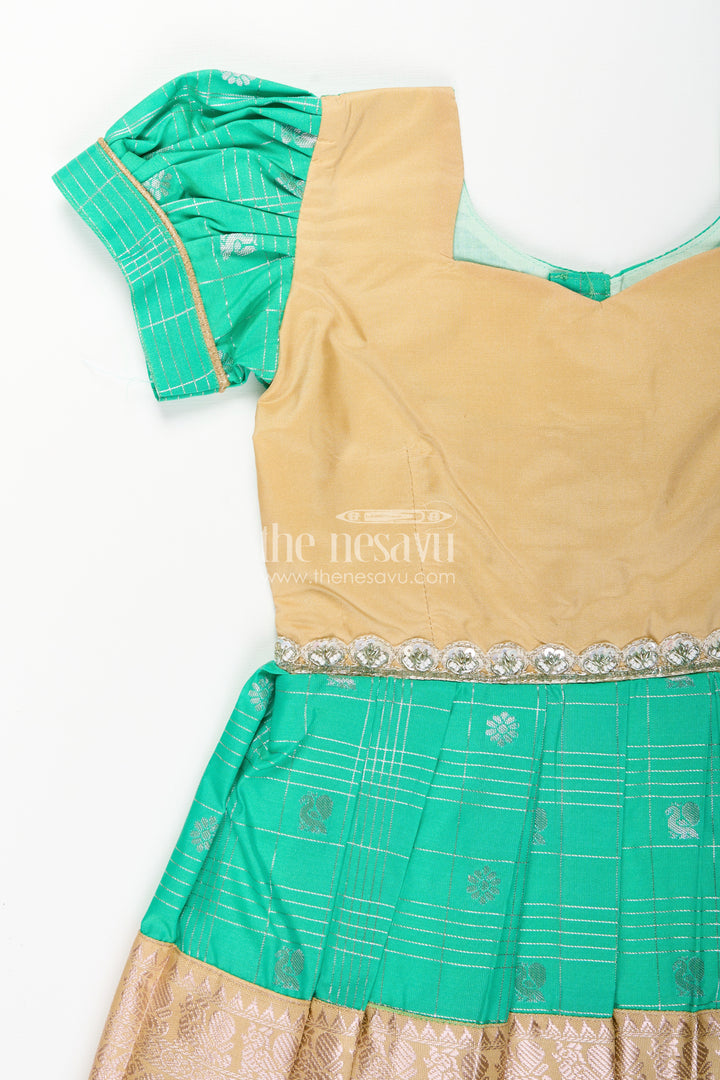 Baby girl kanchipuram silk frock for festive and traditional celebrations