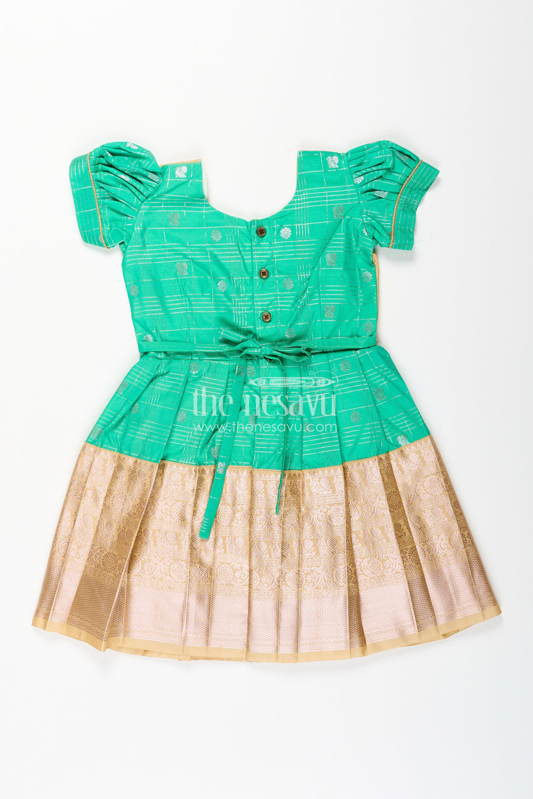 Baby girl kanchipuram silk frock for festive and traditional celebrations
