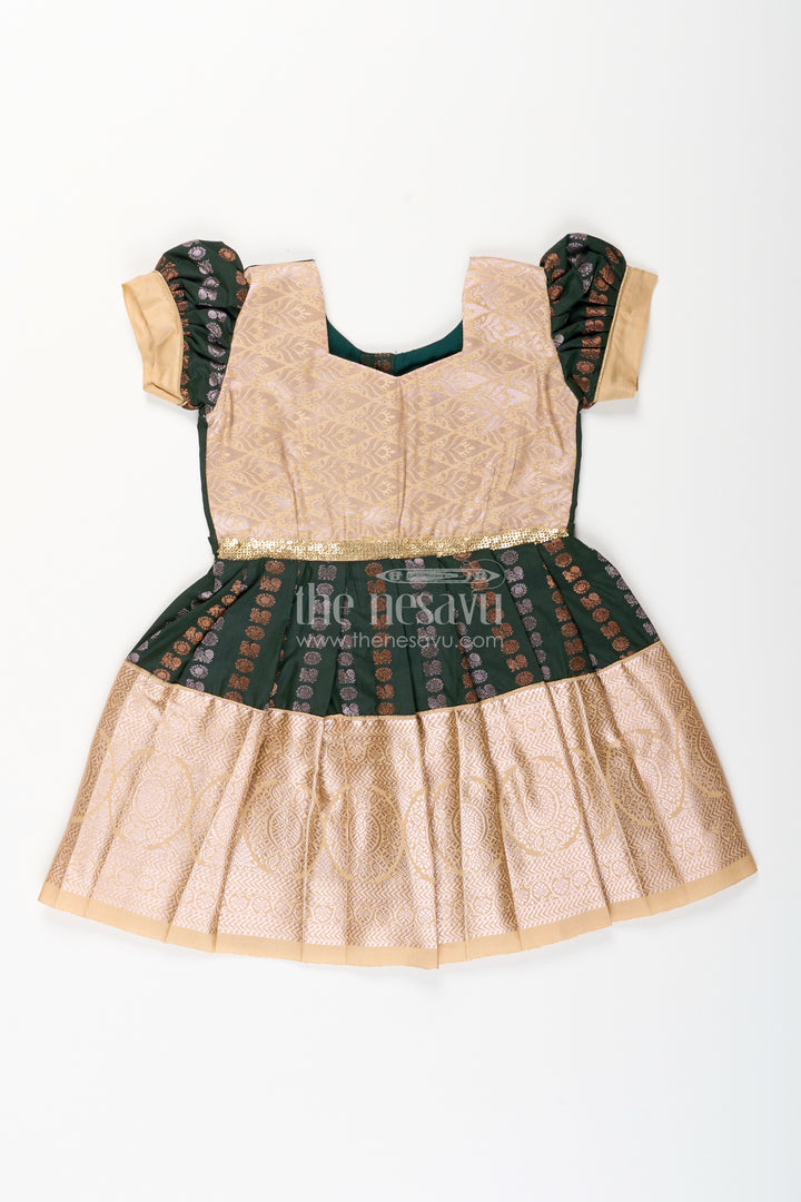 Baby girl kanchipuram silk frock for festive and wedding wear