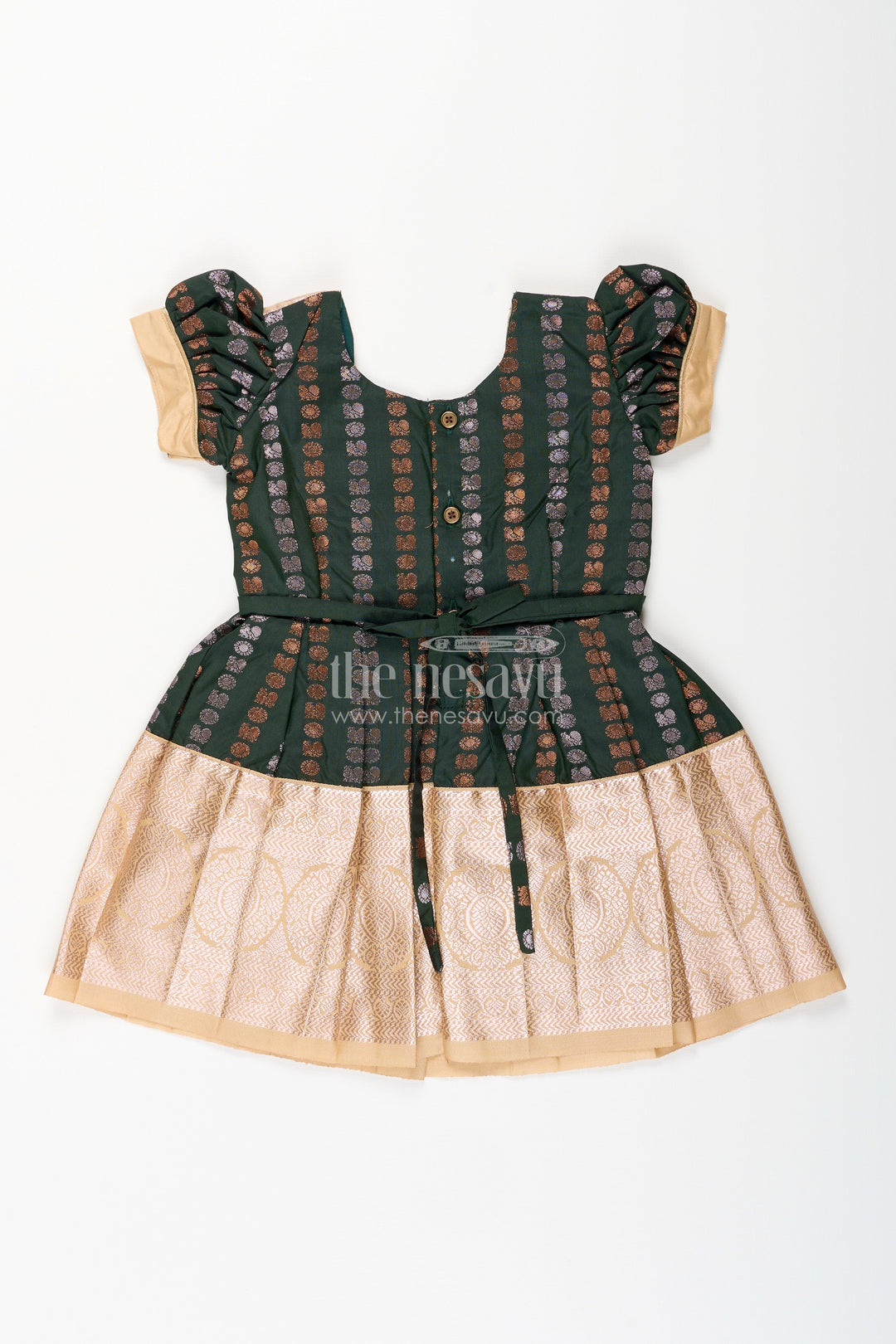 Baby girl kanchipuram silk frock for festive and wedding wear