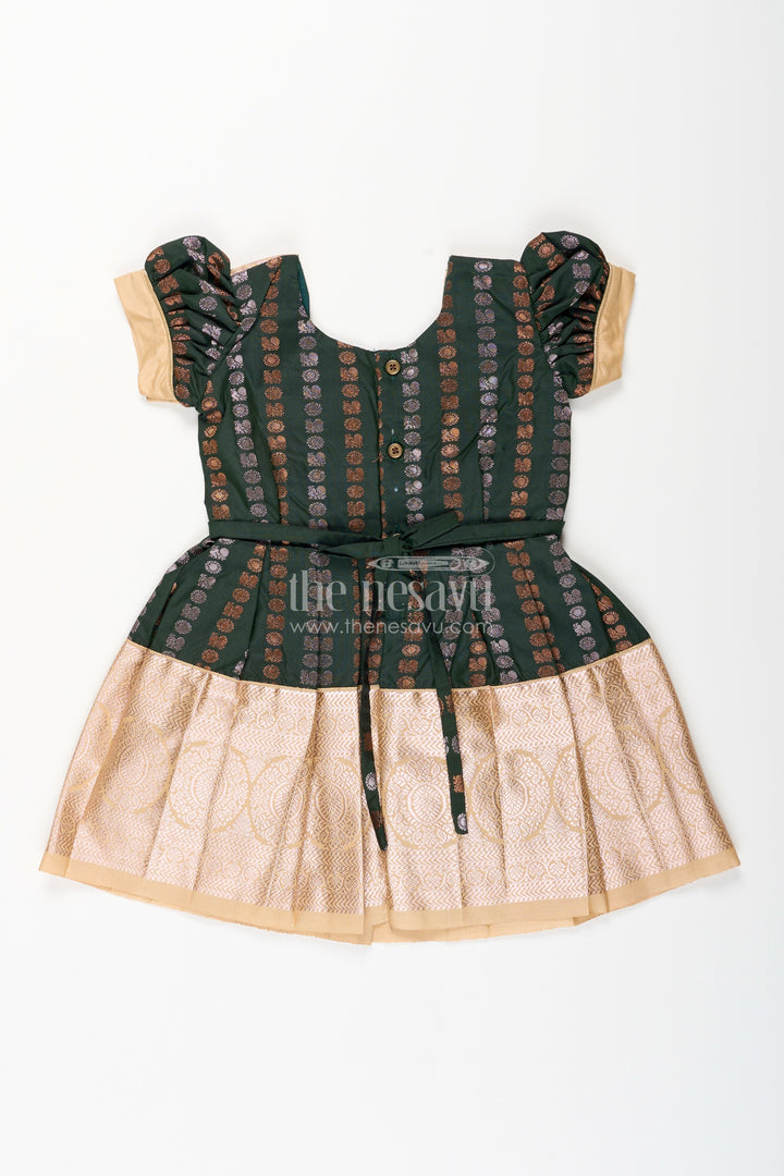 Baby girl kanchipuram silk frock for festive and wedding wear