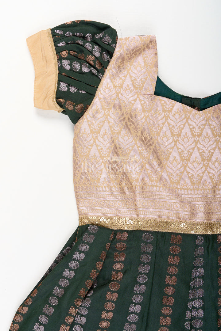 Baby girl kanchipuram silk frock for festive and wedding wear