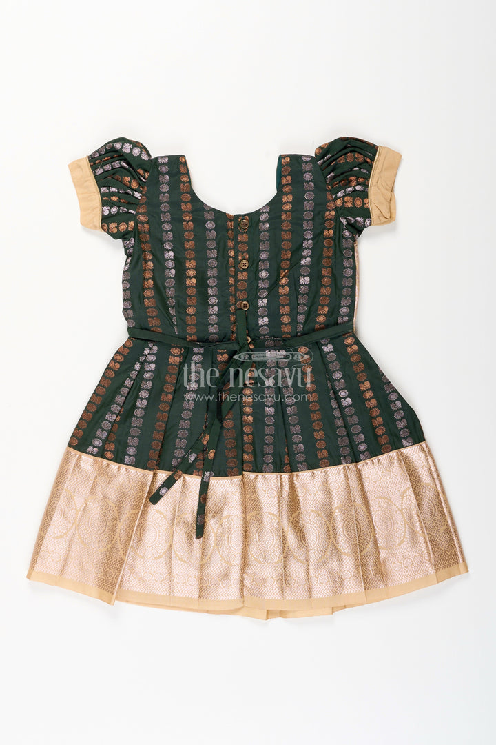 Baby girl kanchipuram silk frock for festive and wedding wear