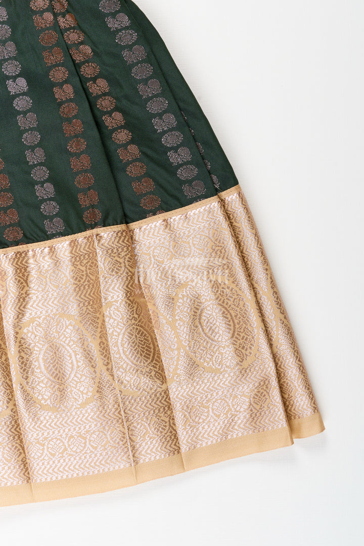 Baby girl kanchipuram silk frock for festive and wedding wear