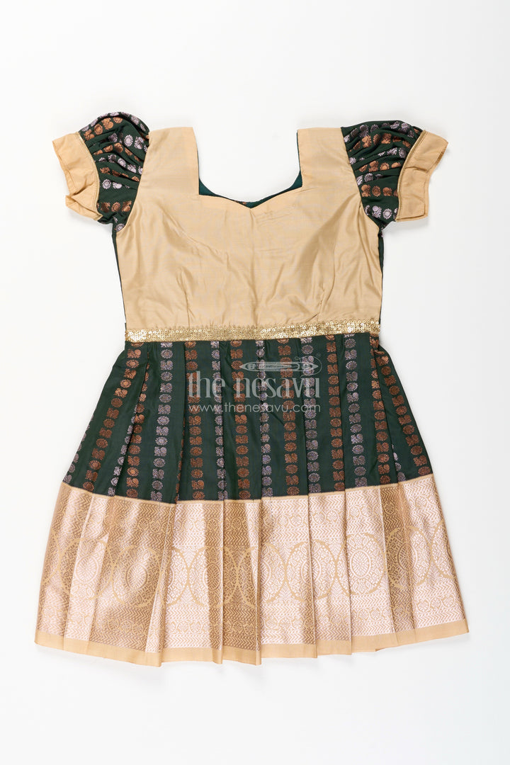 Baby girl kanchipuram silk frock for festive and wedding wear