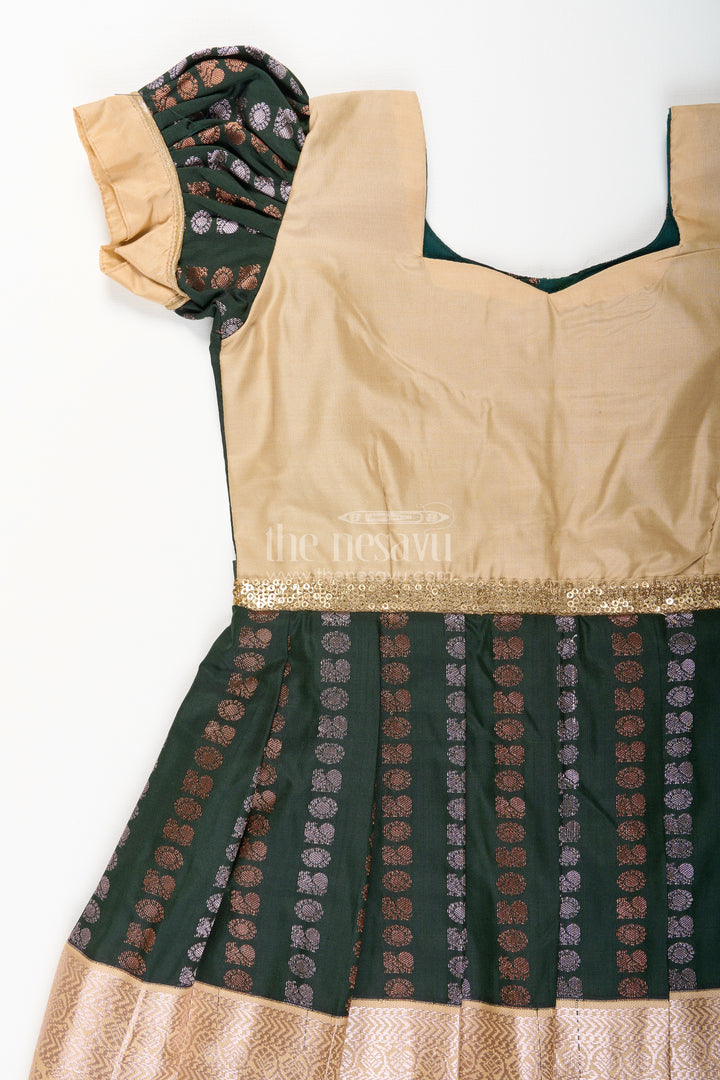 Baby girl kanchipuram silk frock for festive and wedding wear