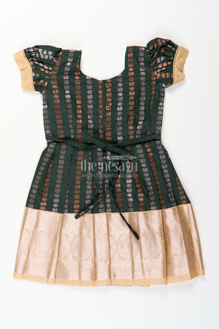 Baby girl kanchipuram silk frock for festive and wedding wear