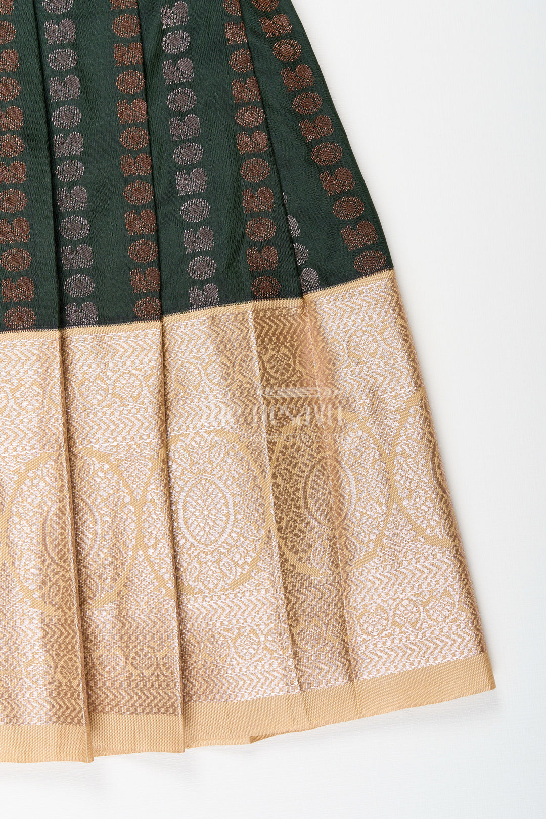 Baby girl kanchipuram silk frock for festive and wedding wear