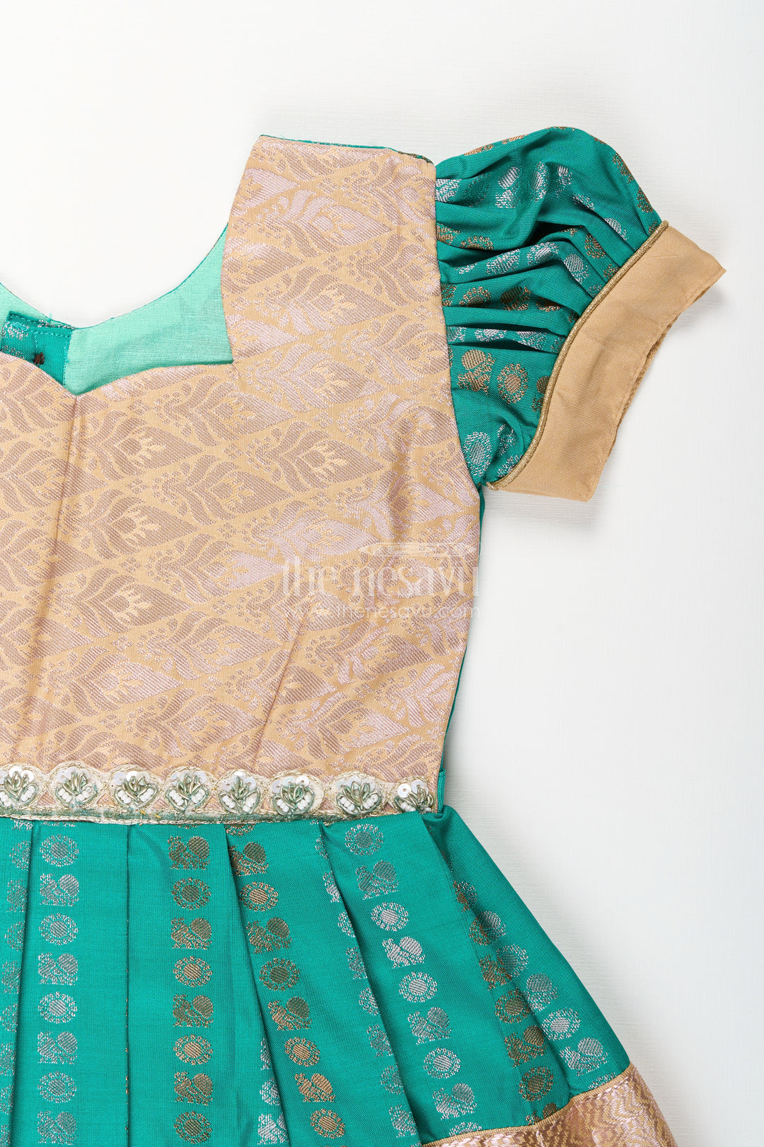 Baby girl kanchipuram silk frock for weddings and festive gatherings