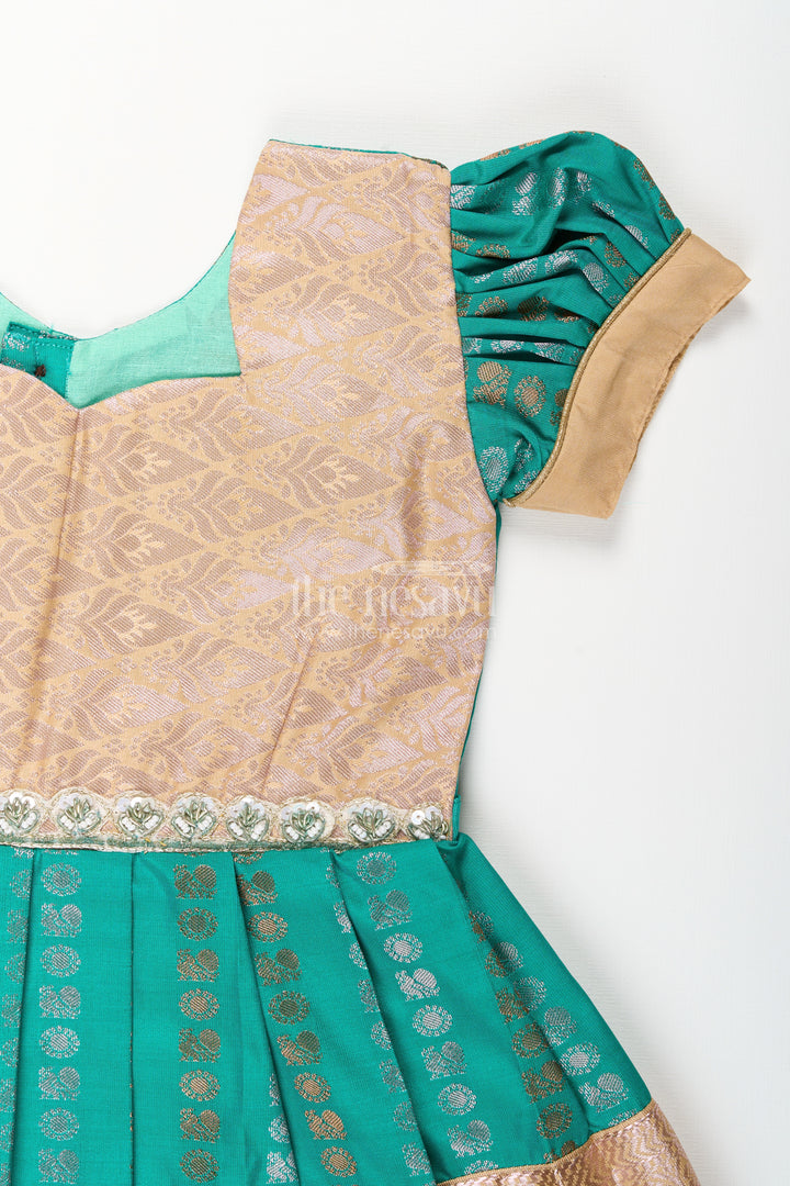 Baby girl kanchipuram silk frock for weddings and festive gatherings
