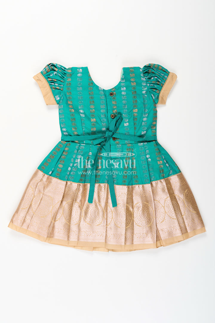 Baby girl kanchipuram silk frock for weddings and festive gatherings