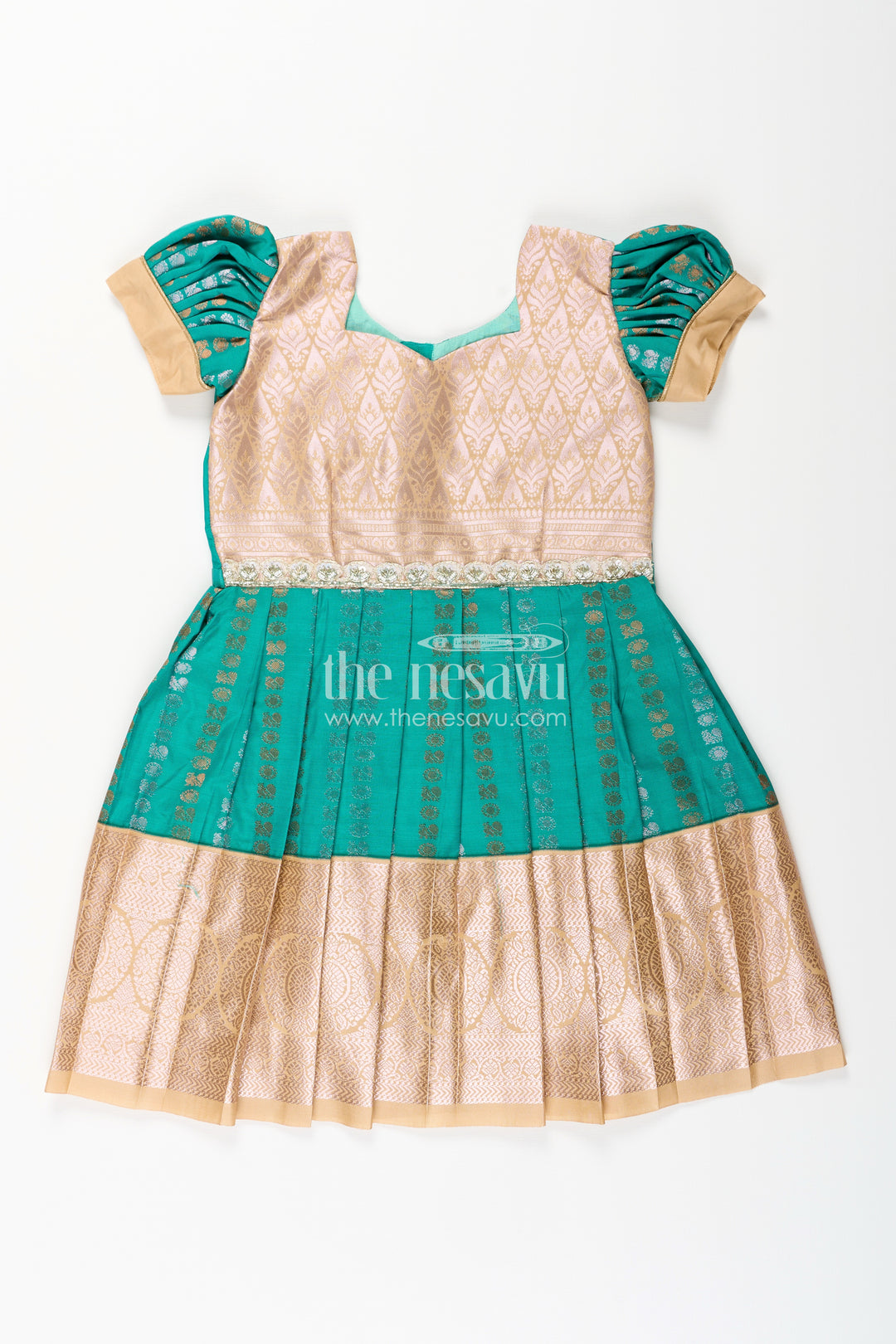 Baby girl kanchipuram silk frock for weddings and festive gatherings