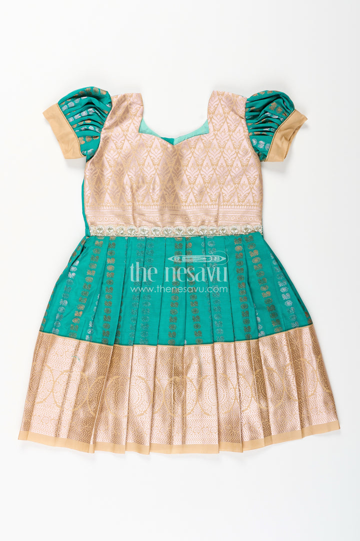Baby girl kanchipuram silk frock for weddings and festive gatherings