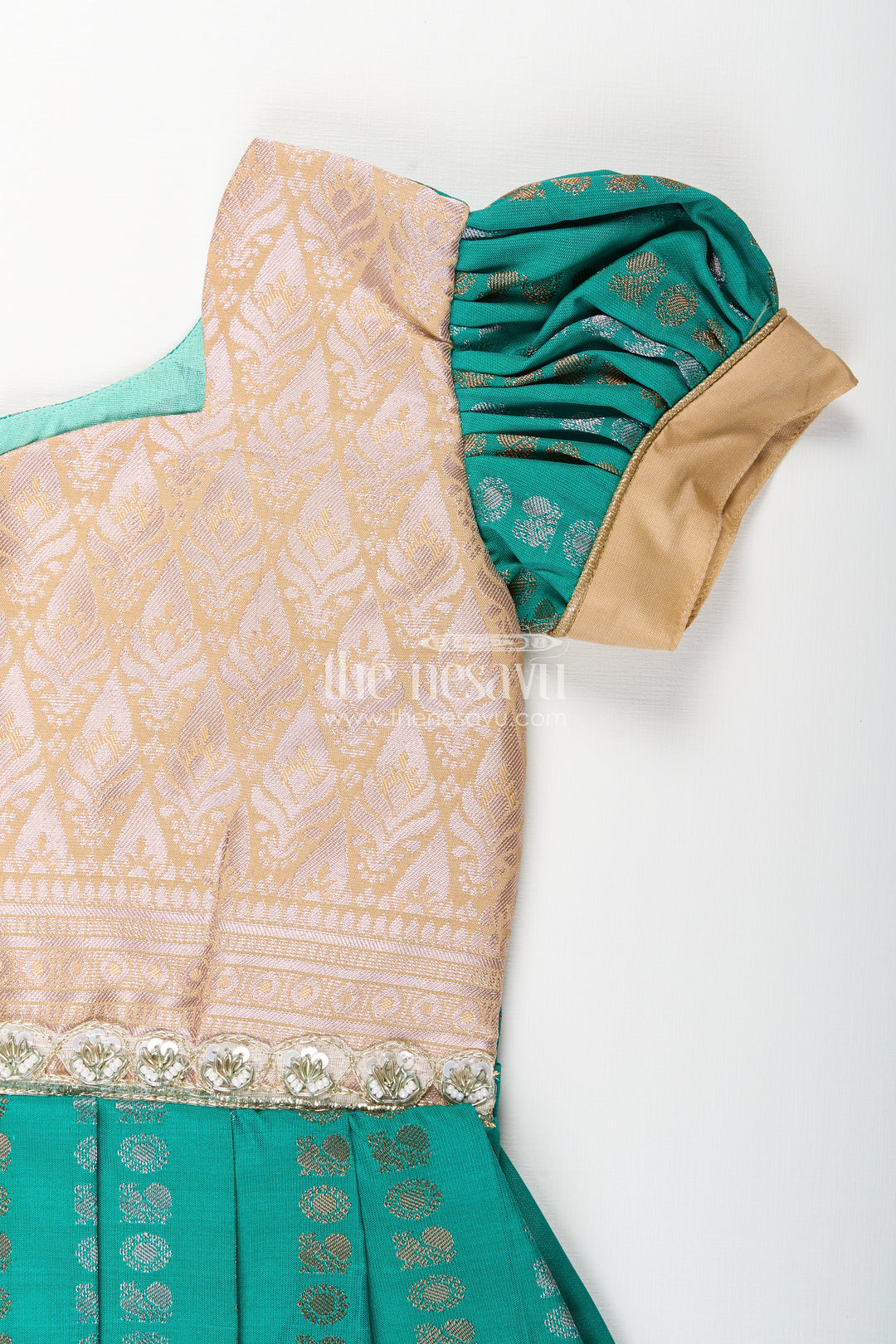 Baby girl kanchipuram silk frock for weddings and festive gatherings